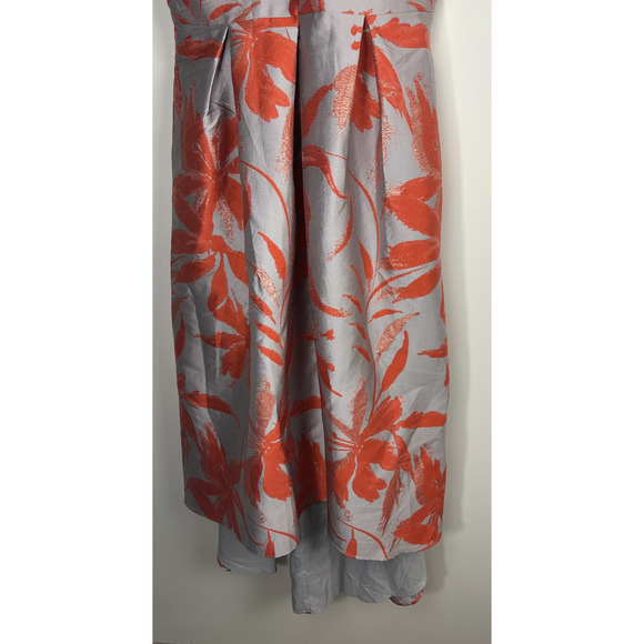 NWT Hutch High Low Spaghetti Strap Satin Midi Dress Pleated Gray Orange Size 8 - Picture 6 of 15